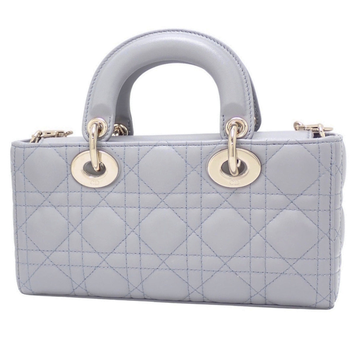 Cannage Lady D-Joy Small Bag in Grey Lambskin