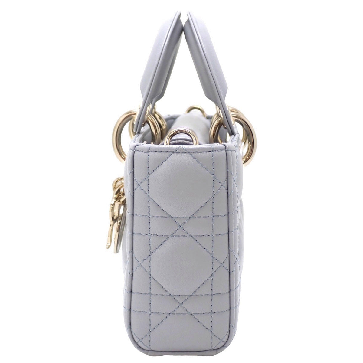 Cannage Lady D-Joy Small Bag in Grey Lambskin
