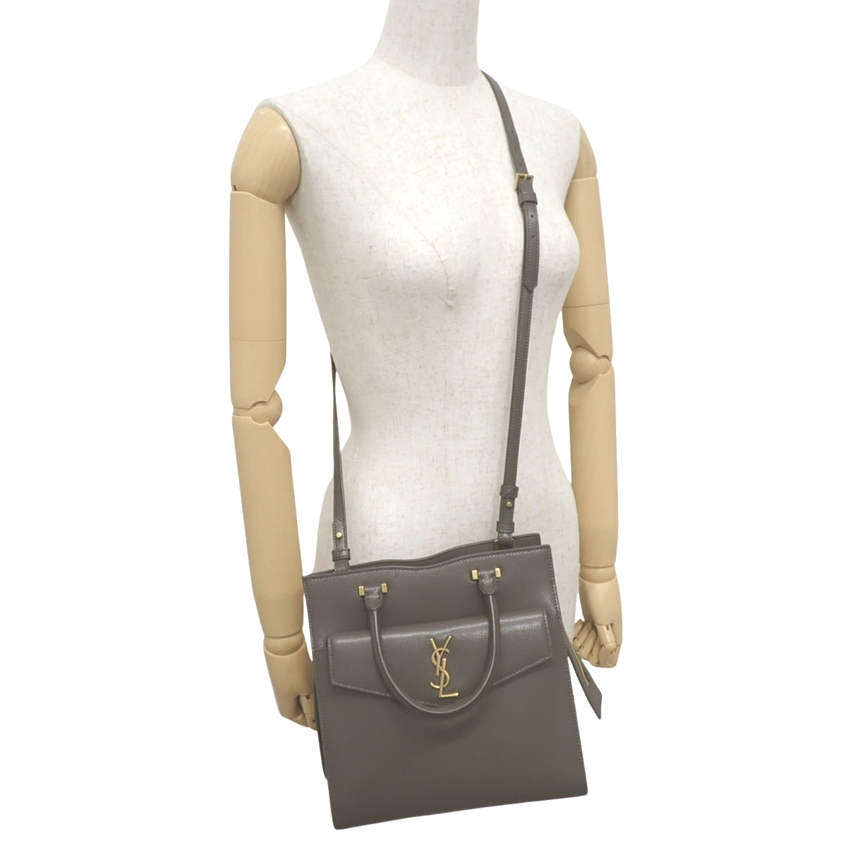 Uptown Small Bag, Leather, Gray, 561203