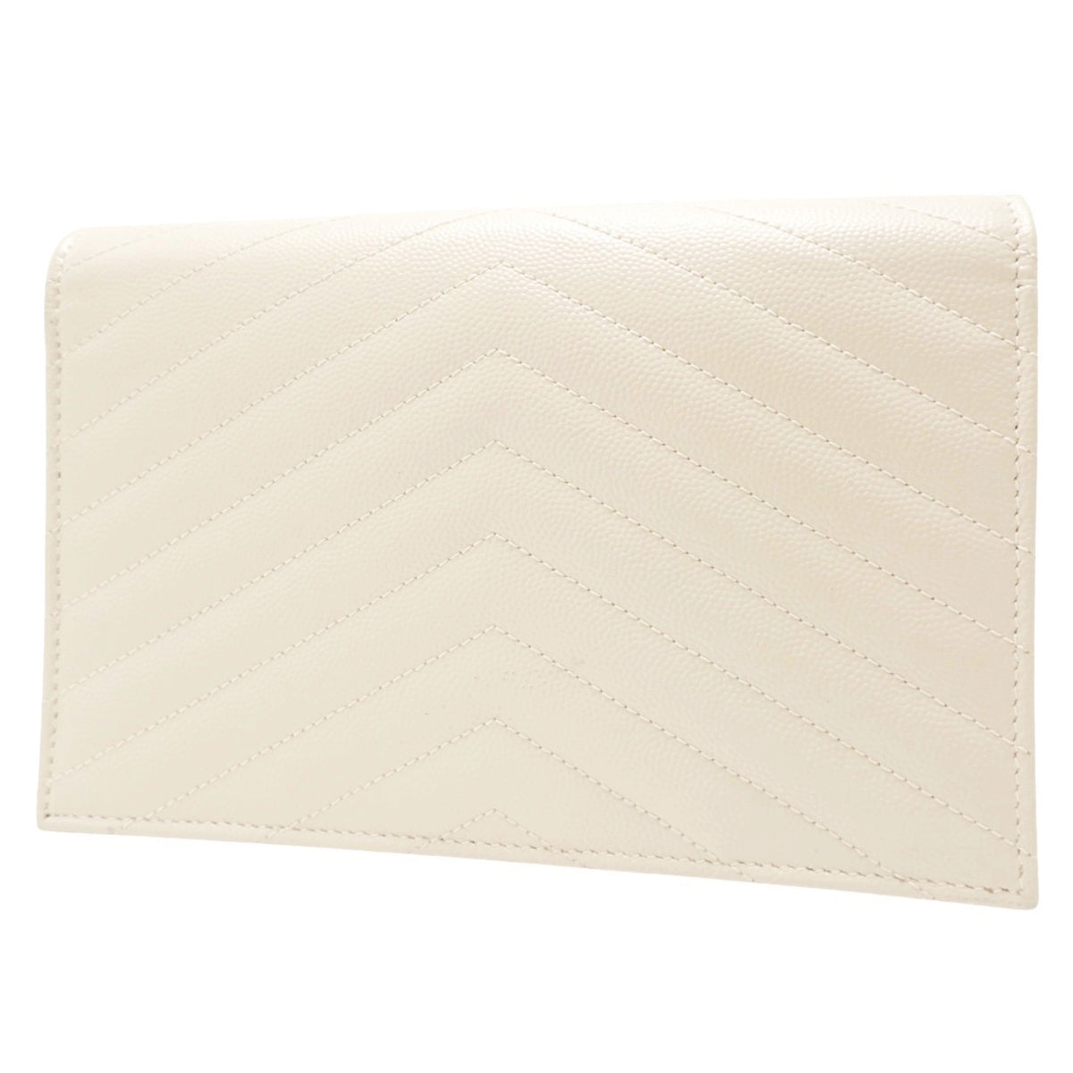Cassandre Chain Wallet in Grain de Poudrel Leather, Off-White