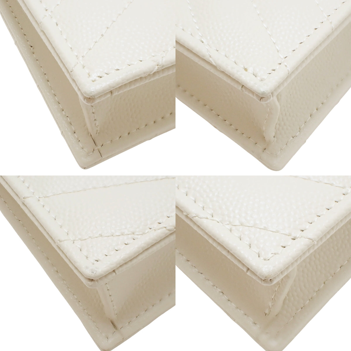 Cassandre Chain Wallet in Grain de Poudrel Leather, Off-White