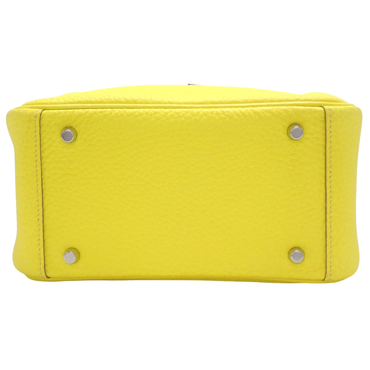 Lindy Mini Taurillon Clemence Leather Bag in Palladium with Lime U Stamp