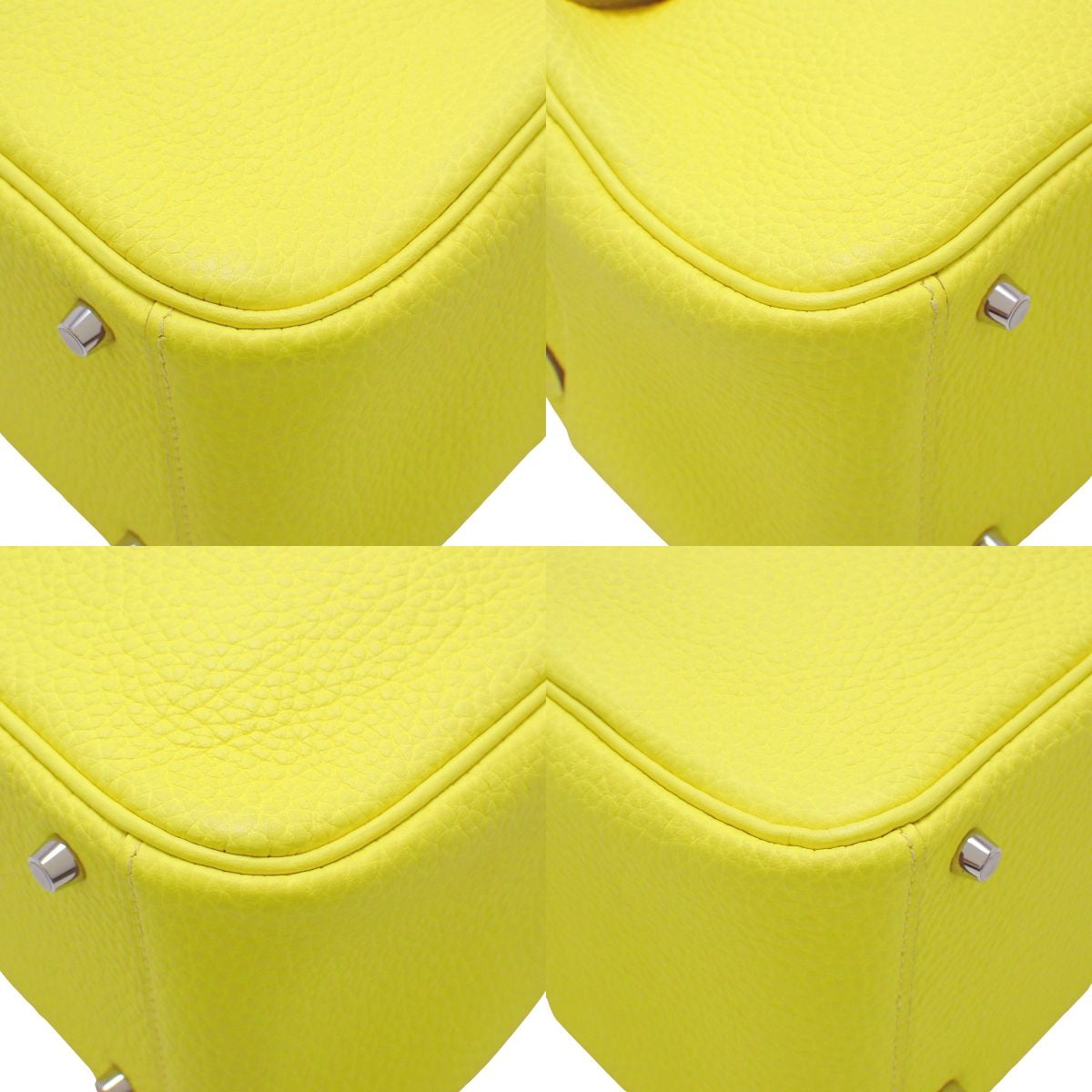 Lindy Mini Taurillon Clemence Leather Bag in Palladium with Lime U Stamp