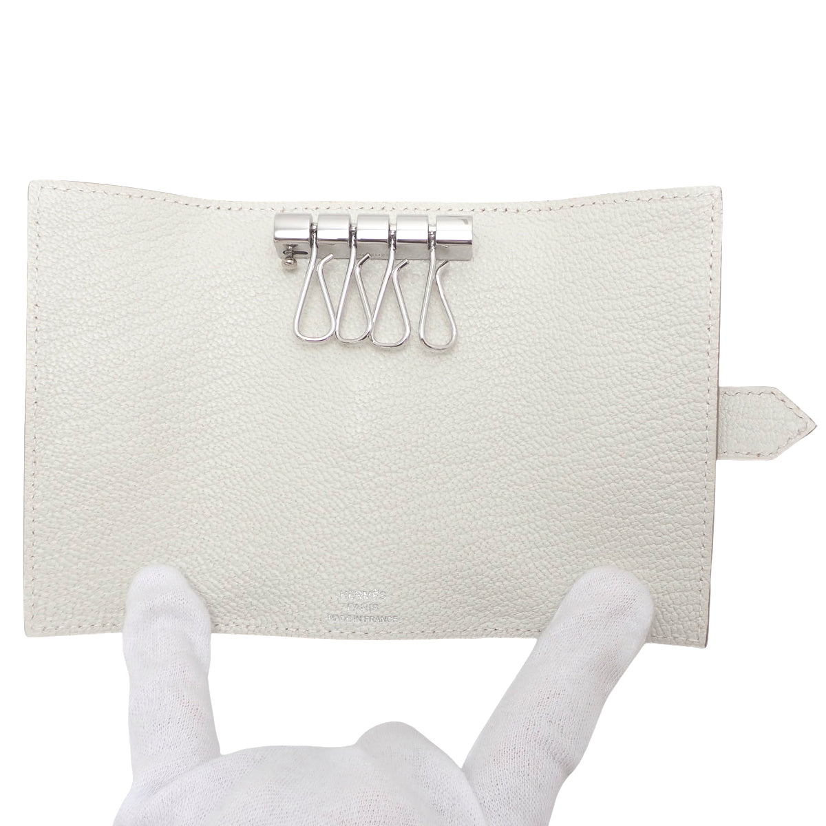 Bearn Key Case, Chevre, Palladium Hardware, Mushroom, B Stamp