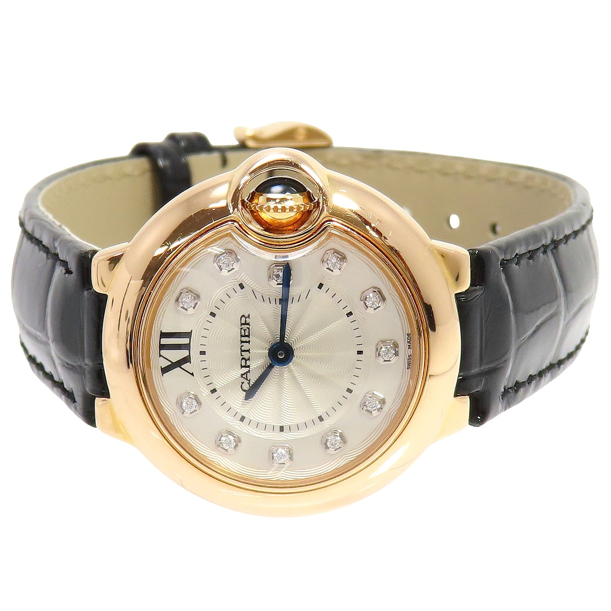 WJBB0019 Ballon Bleu 28mm PG/皮革石英表带