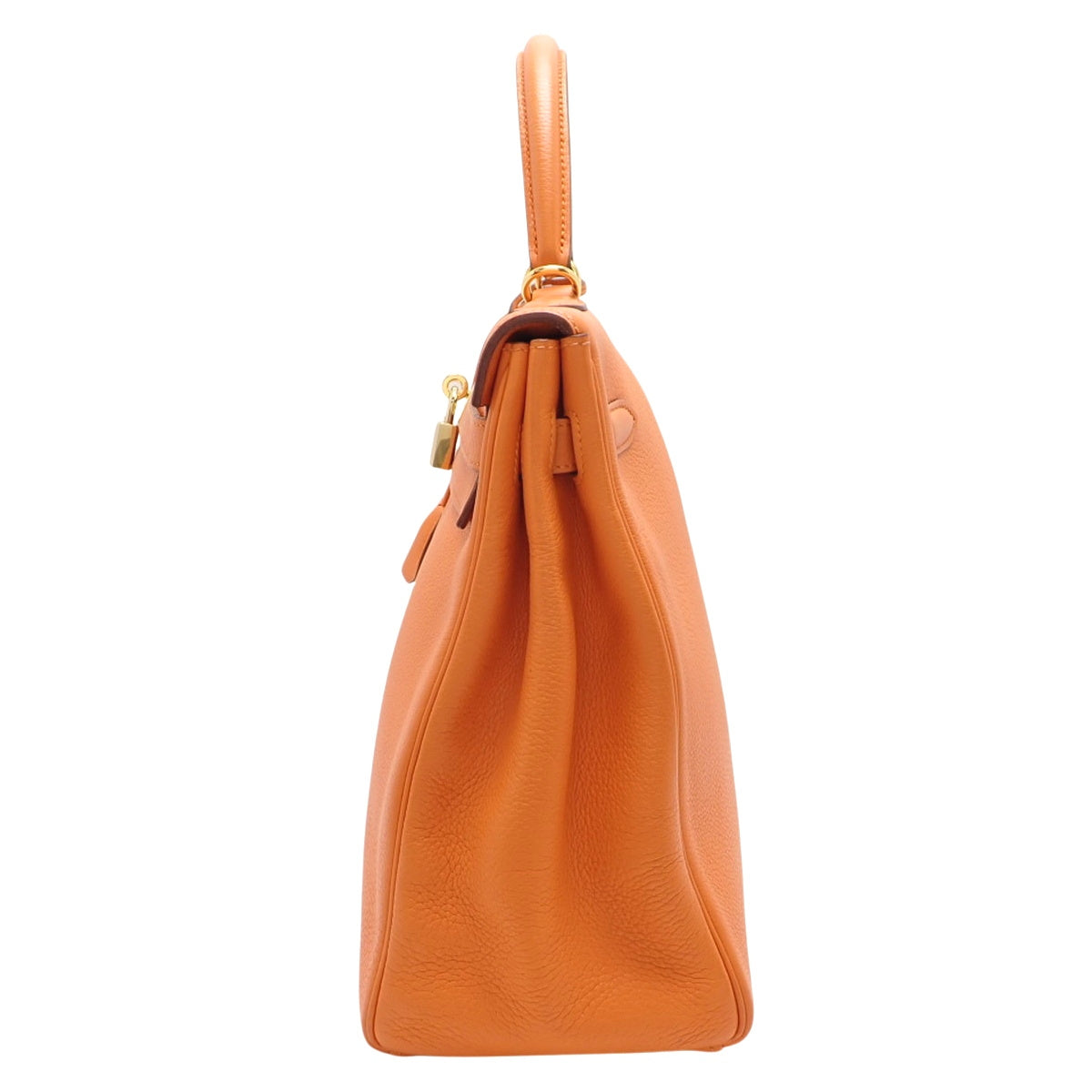 Kelly 35 (inner-stitched) Toron Clematis Orange, gold hardware, □H stamp.