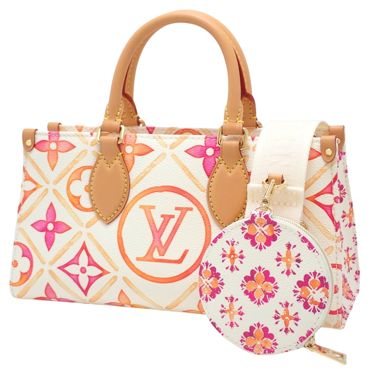 Monogram Tile By The Pool On The Go EW Monogram Tile 帆布 米白 橙色 粉色 M25318 2WAY 单肩 斜挎包