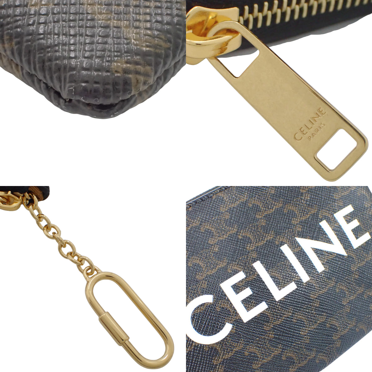 トリオンフ CELINEプリント入り コインパース キュイル トリオンフキャンバス ダークブラウン 10C662CA2.38NO