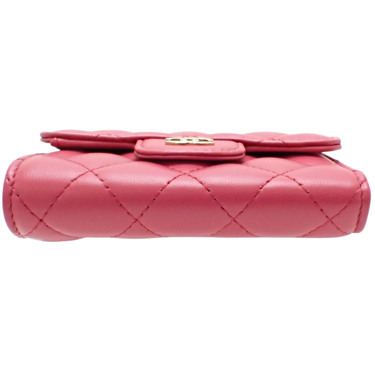 Matelasse Coco Mark Tri-Fold Wallet, Lambskin, Pink