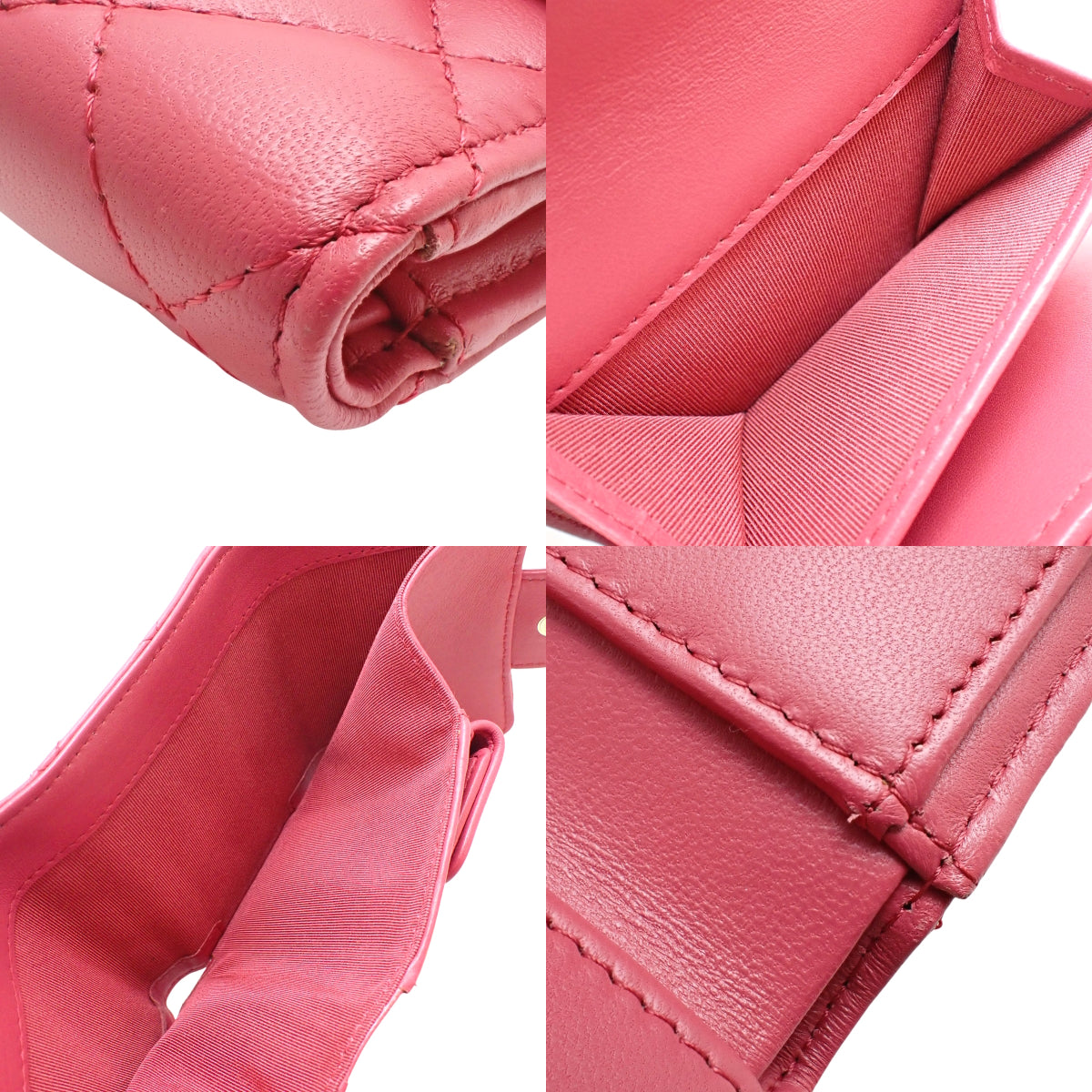 Matelasse Coco Mark Tri-Fold Wallet, Lambskin, Pink