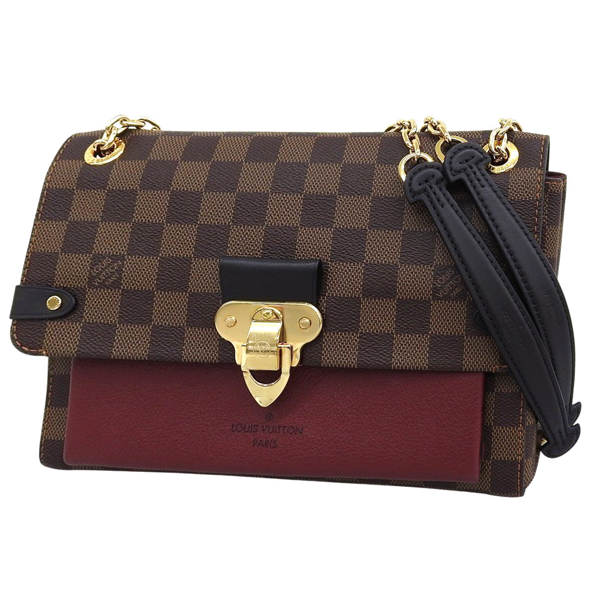 Damier Vavin 链条 Damier 帆布棕/红 N60222 两用单肩/斜挎链条手提包