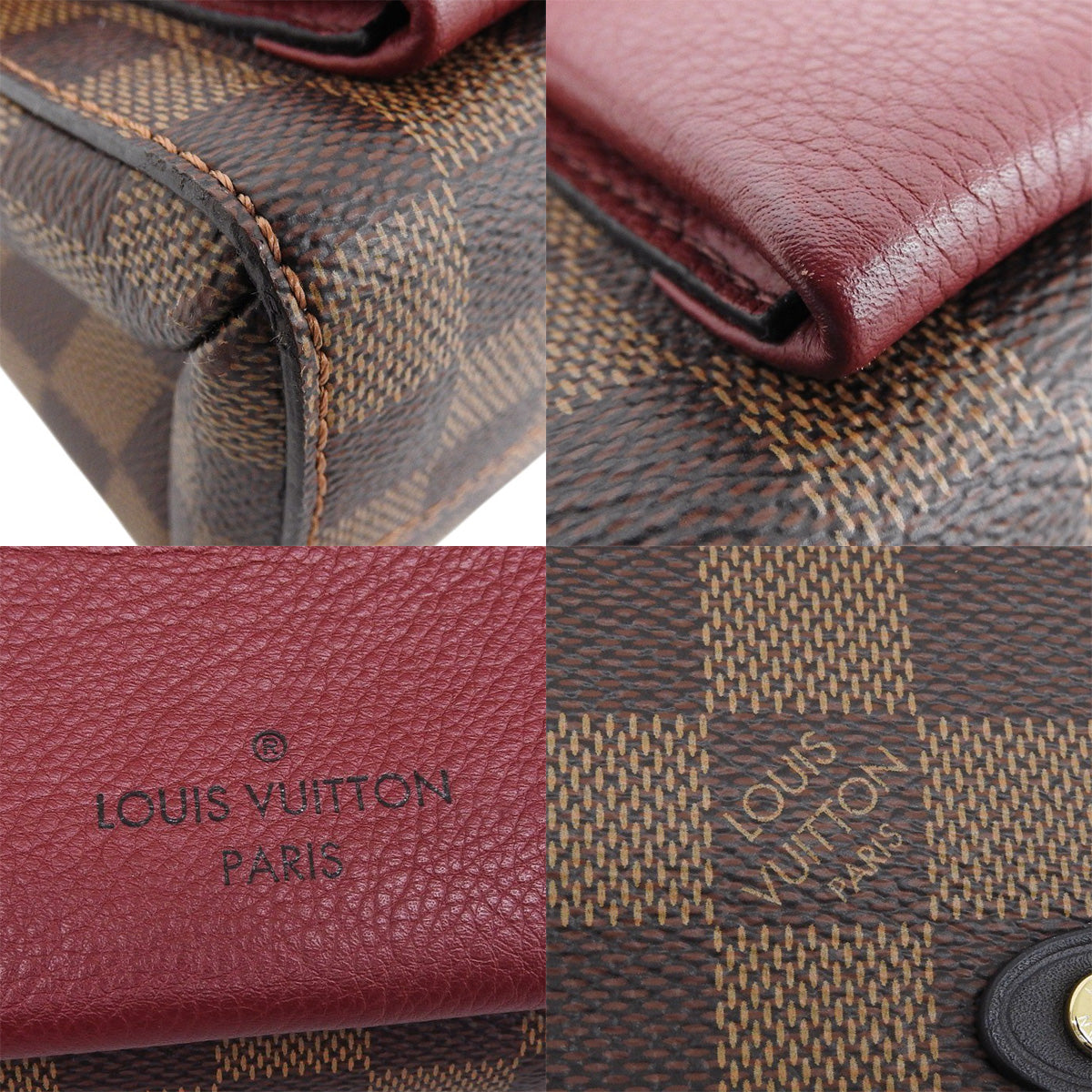Damier Vavin 链条 Damier 帆布棕/红 N60222 两用单肩/斜挎链条手提包