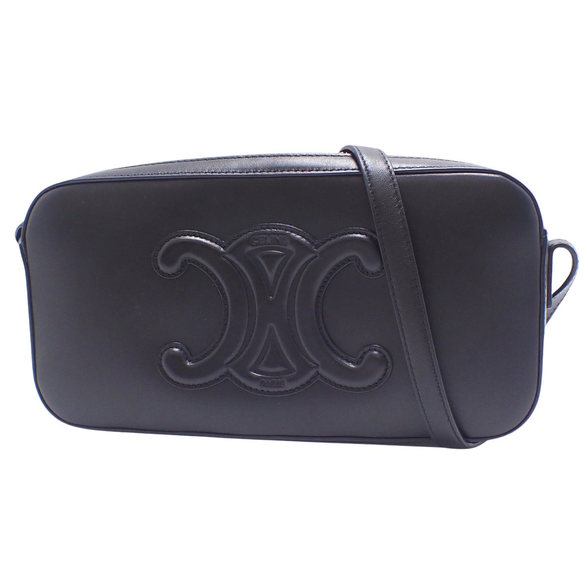 Triomphe Camera Shoulder Bag, Calfskin, Black, 199183DU3.38NO