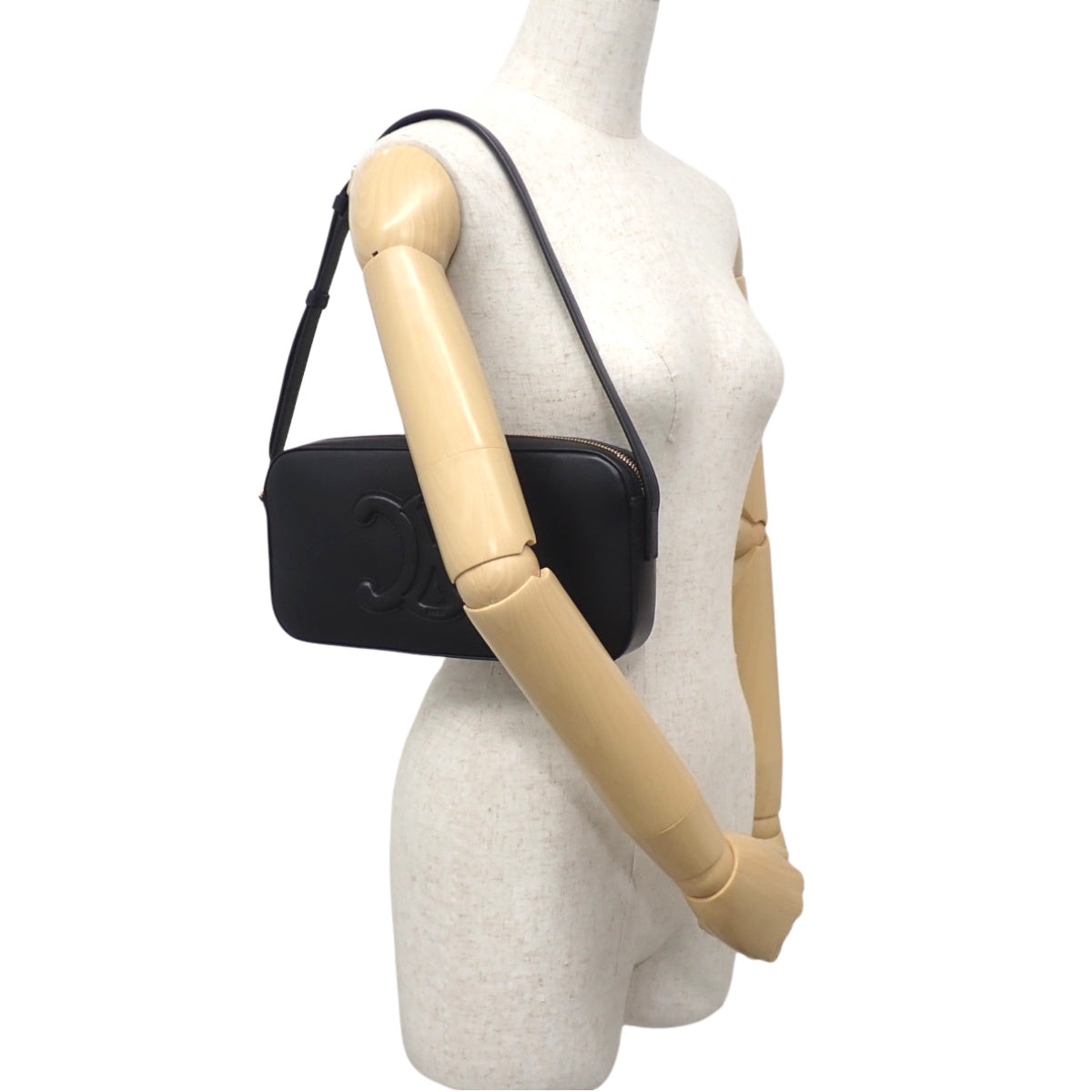 Triomphe Camera Shoulder Bag, Calfskin, Black, 199183DU3.38NO