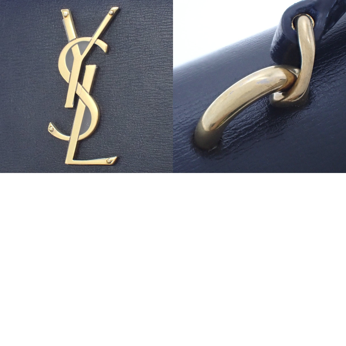 サンセット チェーンショルダーバッグ レザー ネイビー 533026