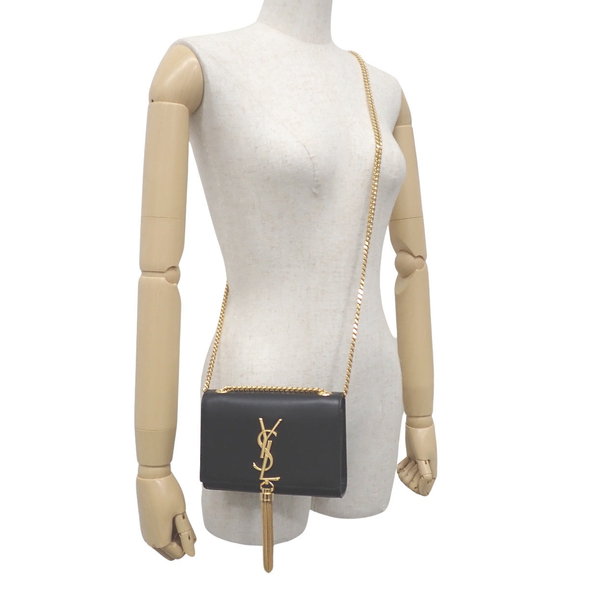 Kate chain shoulder bag, leather, black, 354120