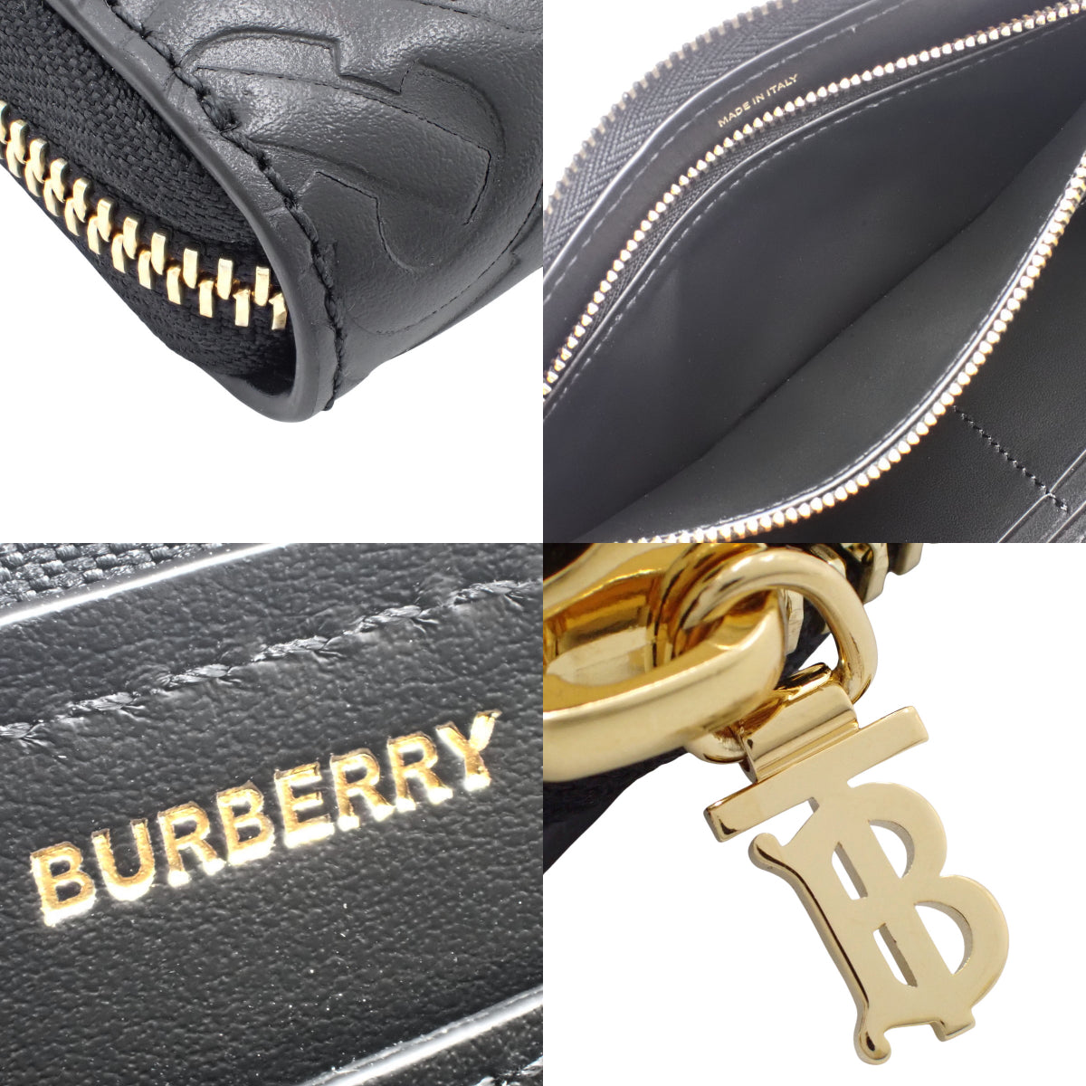 TB Monogram Long Wallet, Leather, Black, 8011601