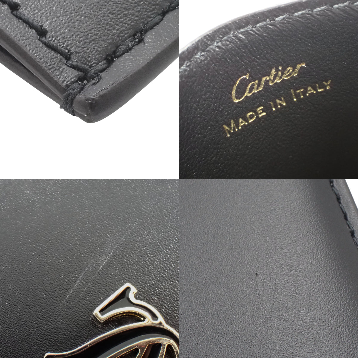 C de Cartier Simple Card Holder, Calfskin, Black, L3001870