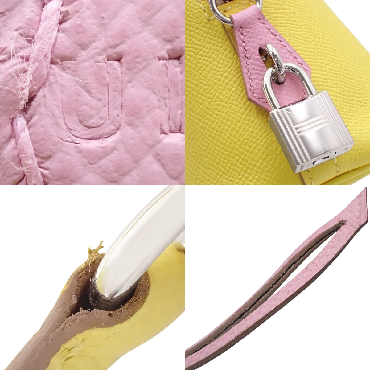 Bolide 1923 25 三色拼接款,Epsom小牛皮材质,钯金配件,莱姆色/紫红色/天然色,银色五金,U刻印。