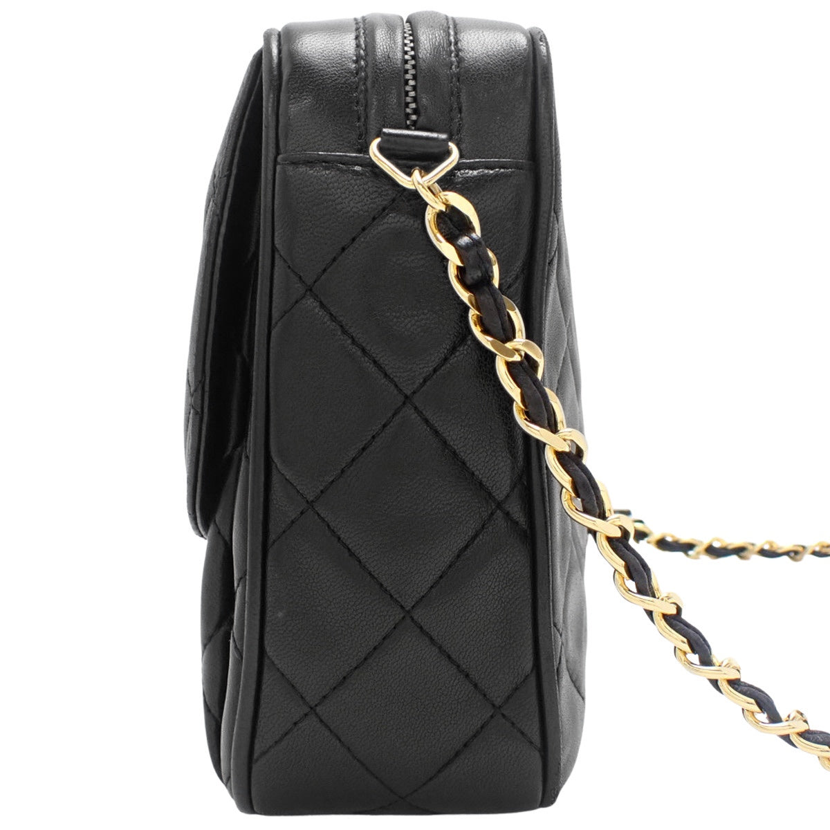 黑色羊皮绗缝 Coco Mark 流苏链条单肩包