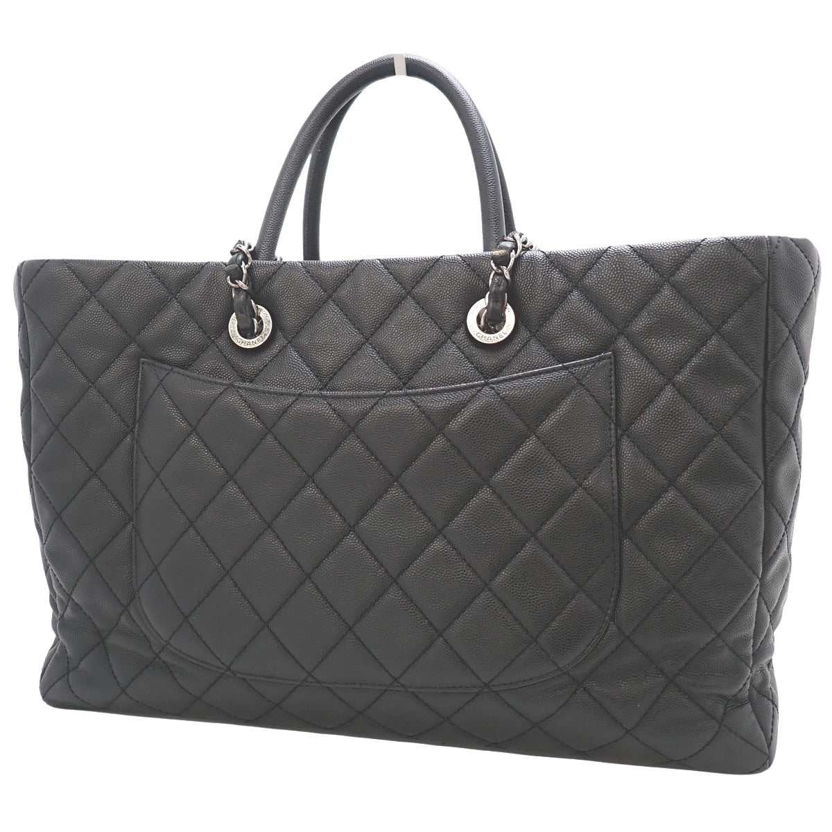 香奈儿(Chanel)Matelasse系列双C标志两用包,鱼子酱纹皮革,黑色。