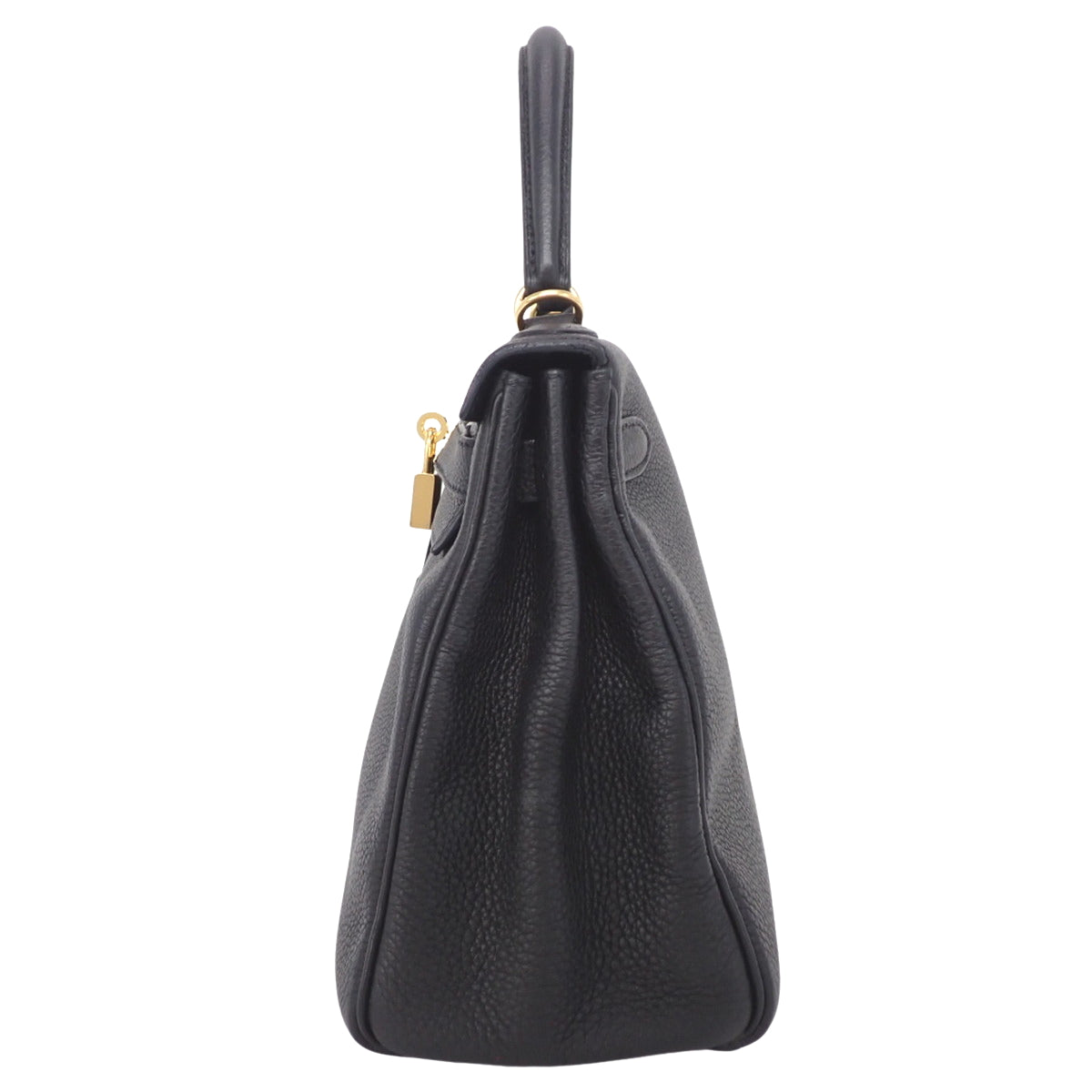 Kelly 28 (inner-stitched) Toray Clemence leather, black, gold hardware, A stamp.