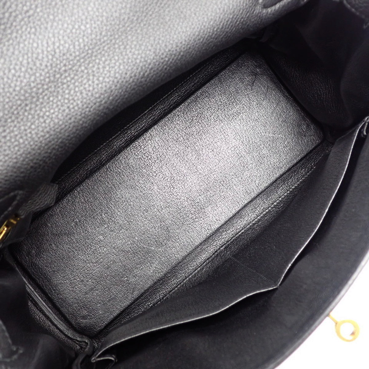 Kelly 28 (inner-stitched) Toray Clemence leather, black, gold hardware, A stamp.