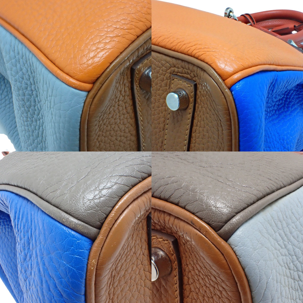 Birkin 30 Arlequin,Taurillon Clemence皮革,钯金五金件,橙色、伊坦色、血红色、蓝色伊德拉色、蓝色朗色,金色、银色五金件,□P刻印。