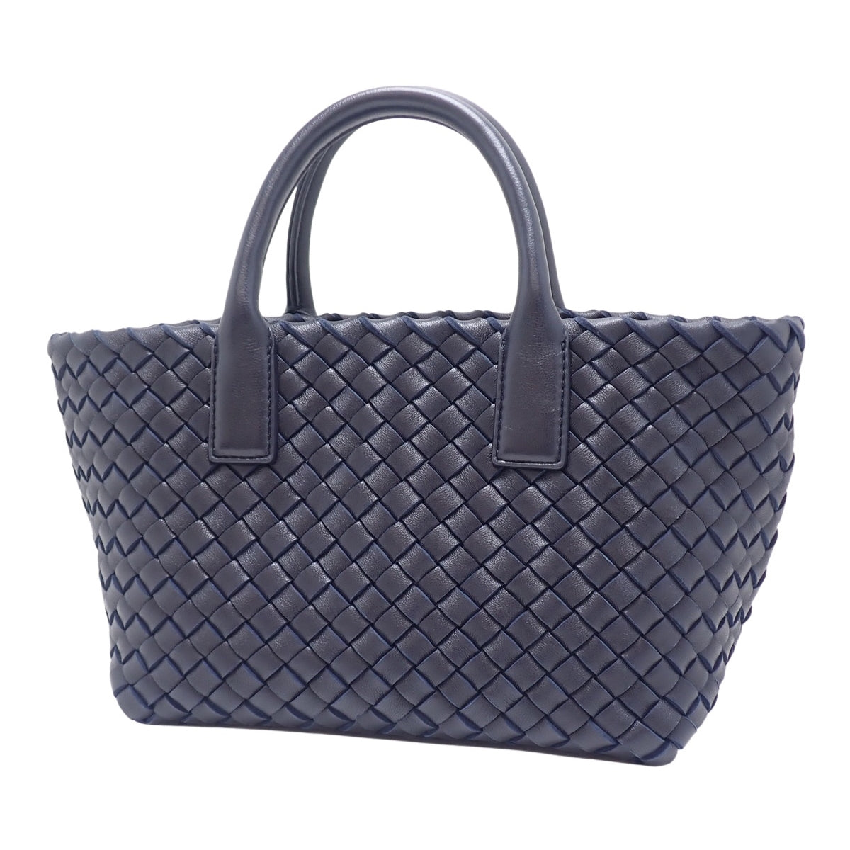 Intrecciato 2-way mini bag in navy calfskin