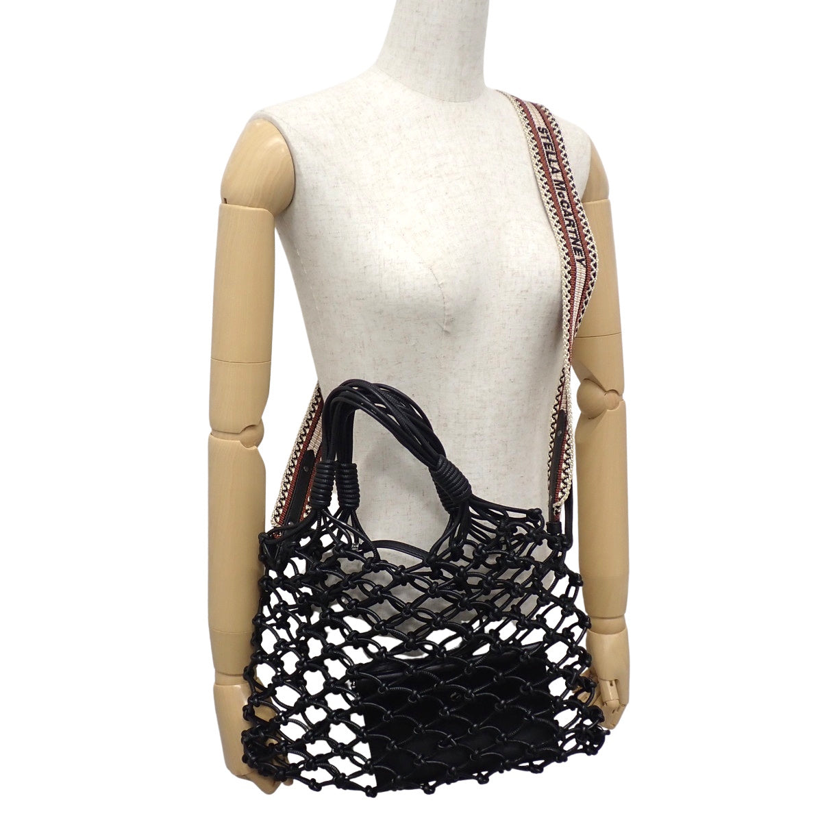 2-way mesh bag in vegan leather, black