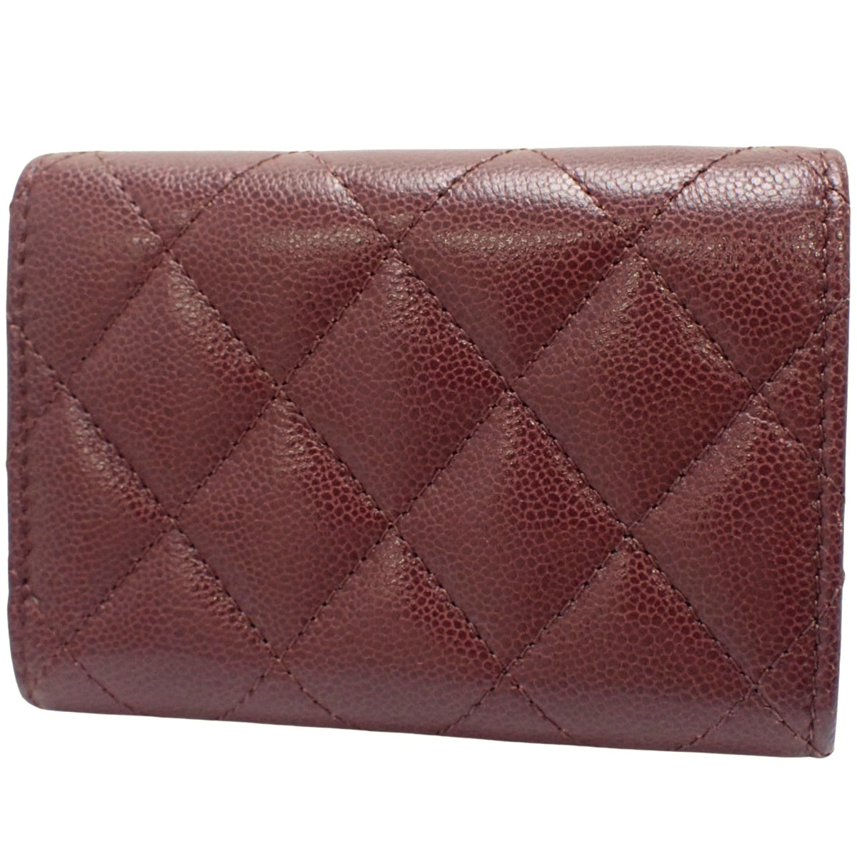 Matelasse Coco Mark Tri-Fold Wallet, Caviar Skin, Bordeaux, AP2962
