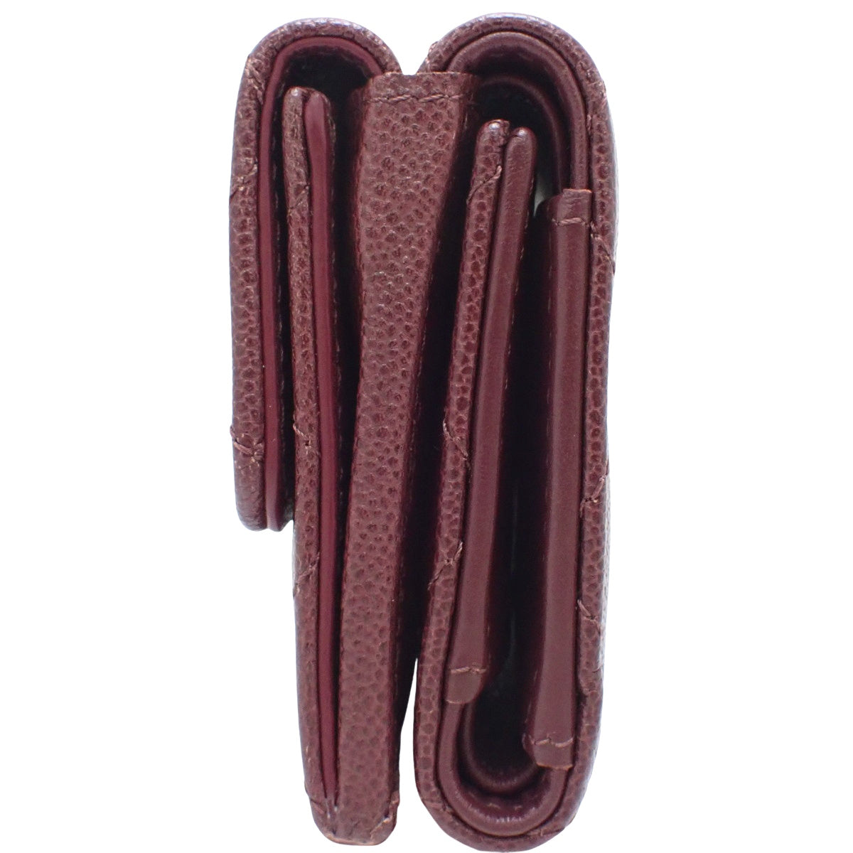 Matelasse Coco Mark Tri-Fold Wallet, Caviar Skin, Bordeaux, AP2962