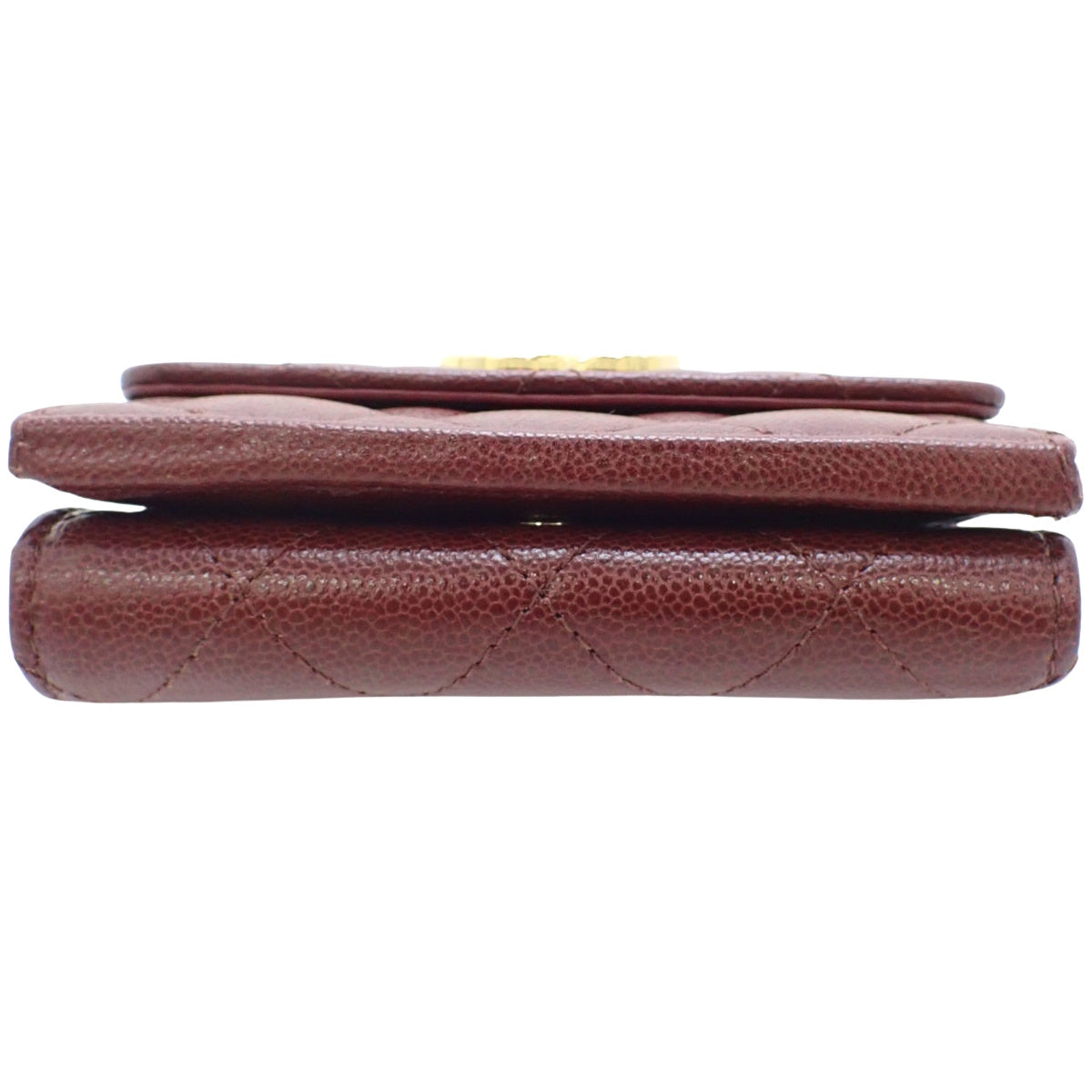 Matelasse Coco Mark Tri-Fold Wallet, Caviar Skin, Bordeaux, AP2962