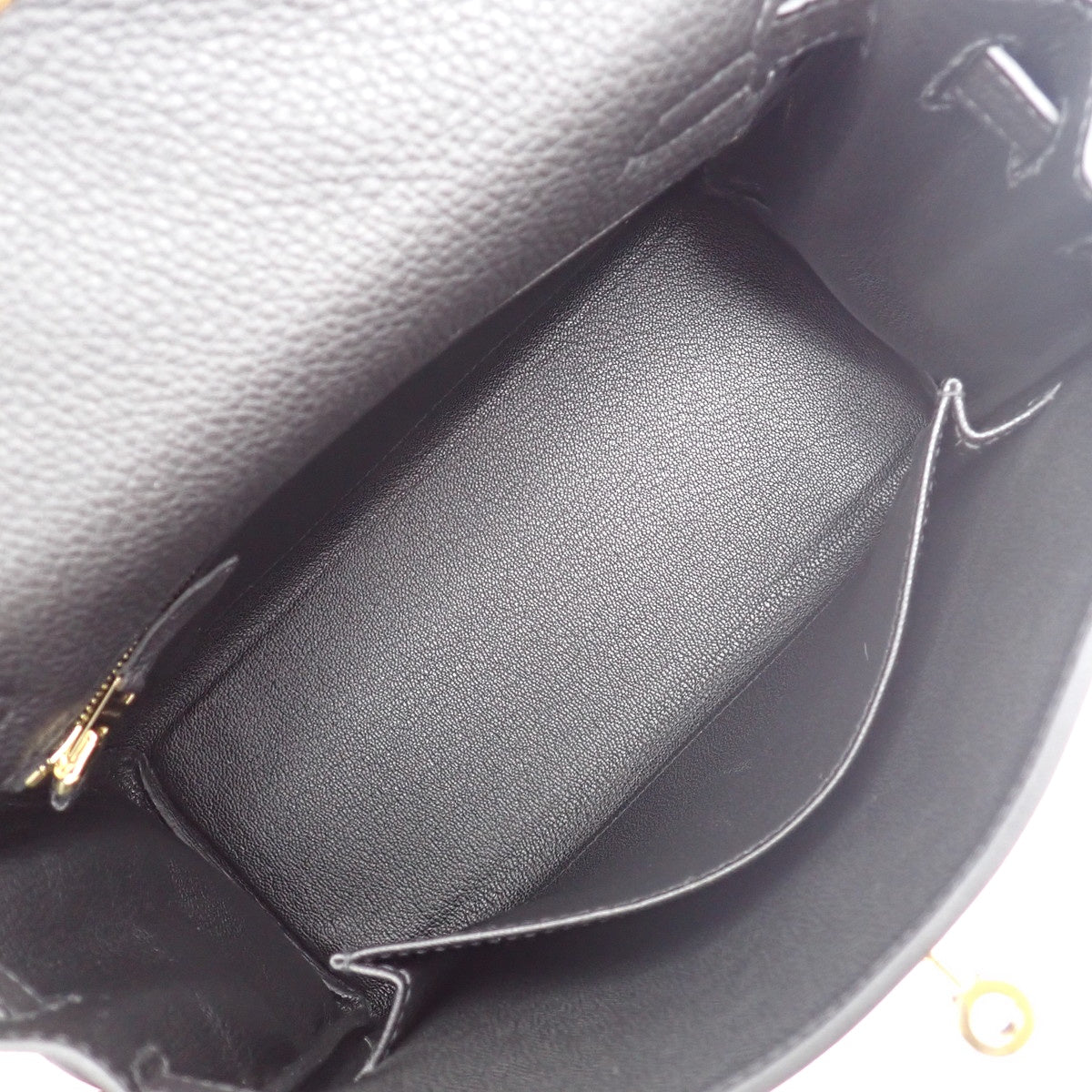 【新品】ケリー25 (内縫い) K刻印 トゴ ブラック ゴールド金具