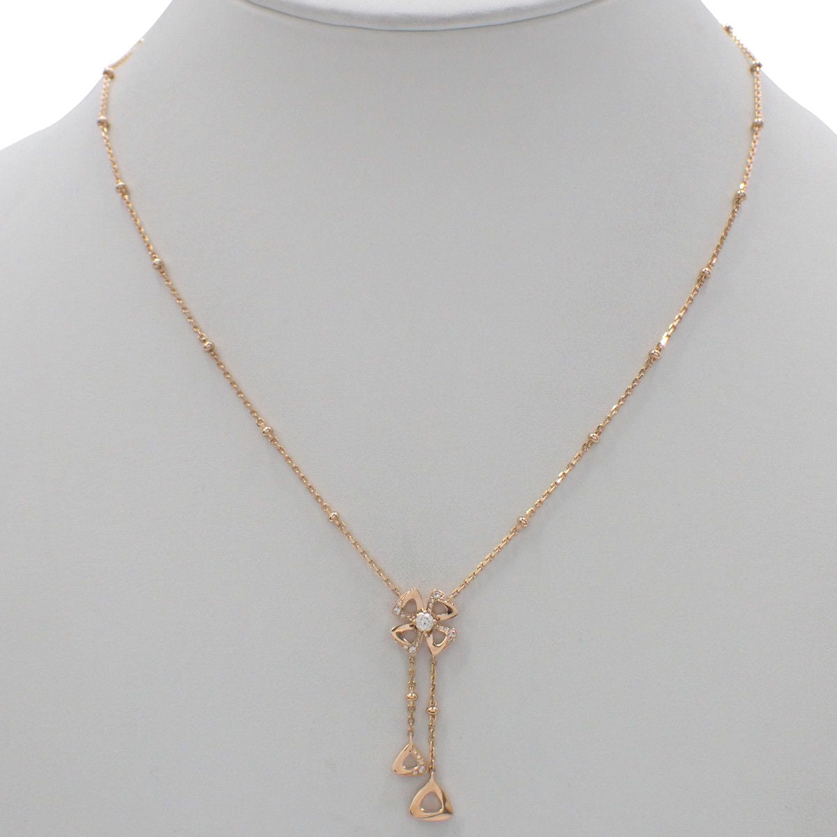 Fiorever Necklace, Diamond D0.10, 0.09, K18PG, 7.8g