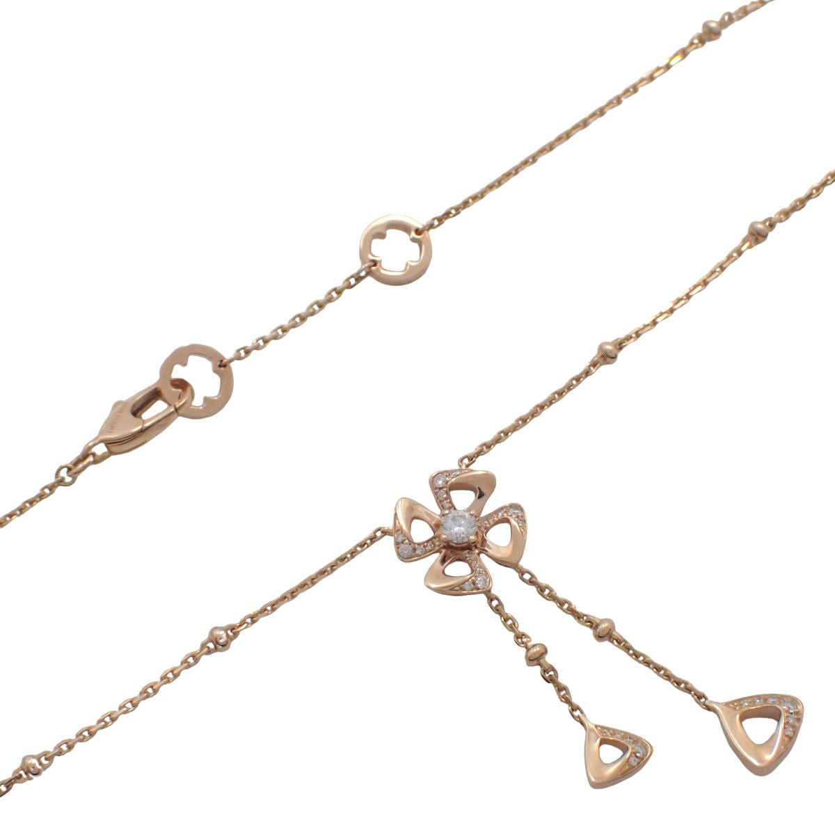 Fiorever Necklace, Diamond D0.10, 0.09, K18PG, 7.8g