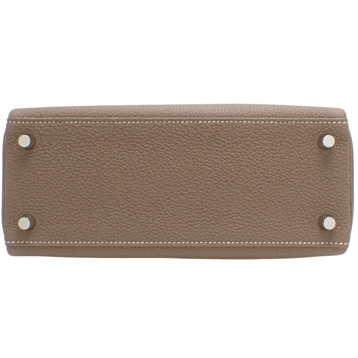 Kelly 25 (inner-stitched) Toray Clemence, palladium hardware, Etoupe/Etoupe, silver hardware, B stamp.