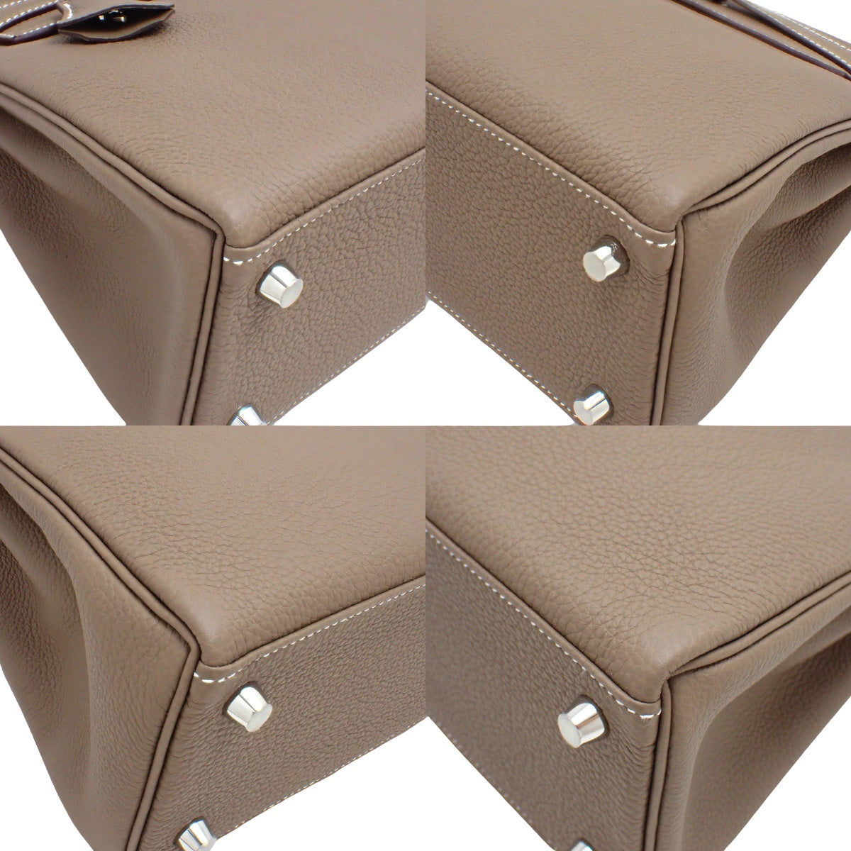 Kelly 25 (inner-stitched) Toray Clemence, palladium hardware, Etoupe/Etoupe, silver hardware, B stamp.