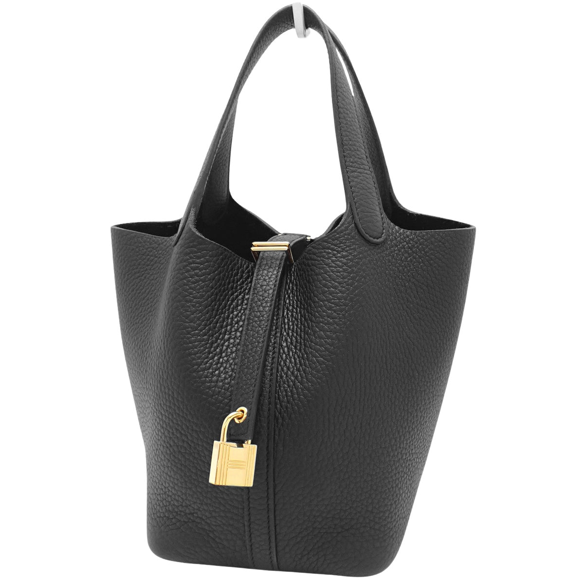 Picotin Lock PM, Toron Clematis leather, black, gold hardware, B stamp.