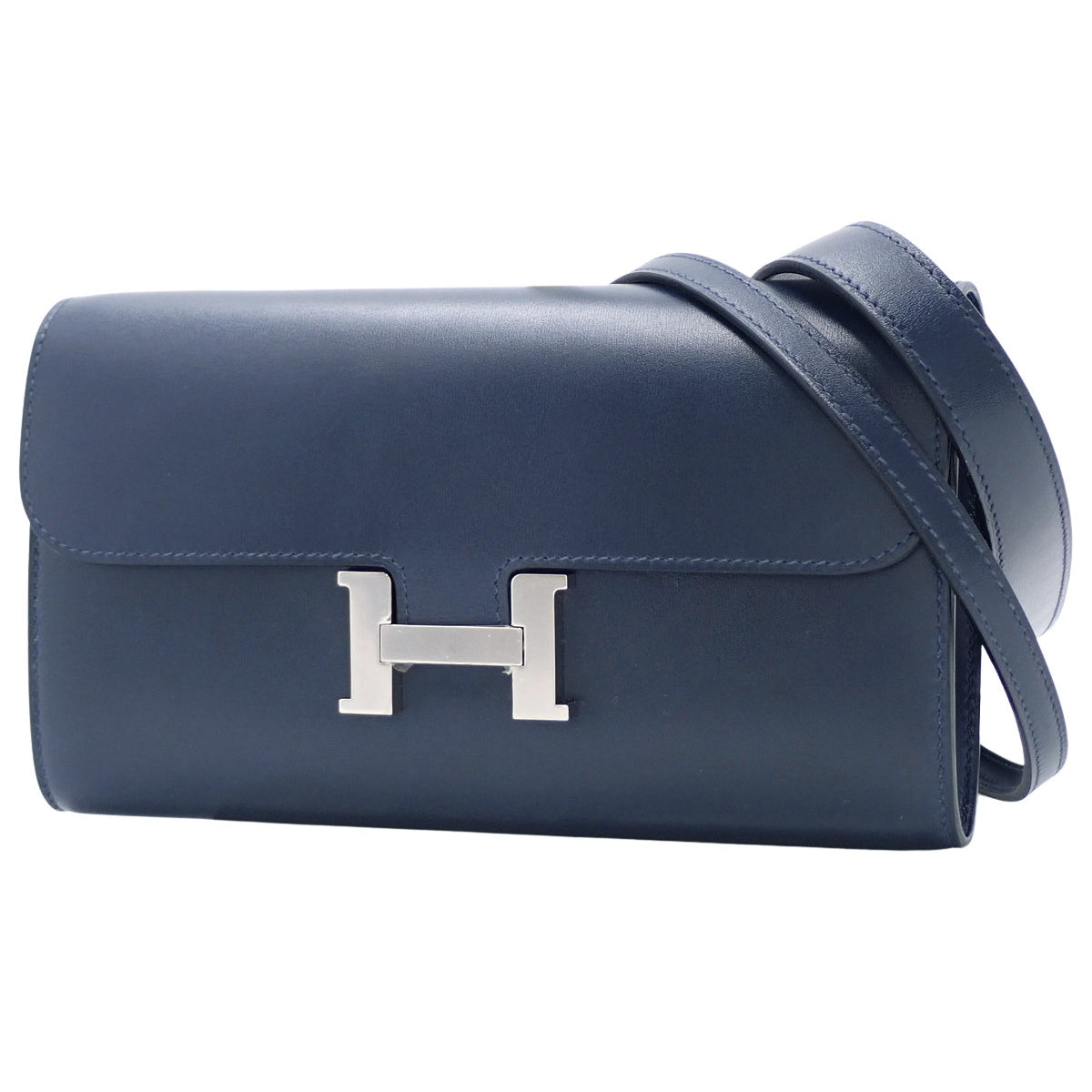 コンスタンス ロング トゥーゴー ボックスカーフ パラジウム金具 ブルーアビス シルバー金具 W刻印