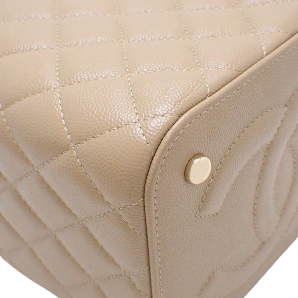 Matelasse Vanity链条单肩包,鱼子酱纹皮革,米色,AS2362