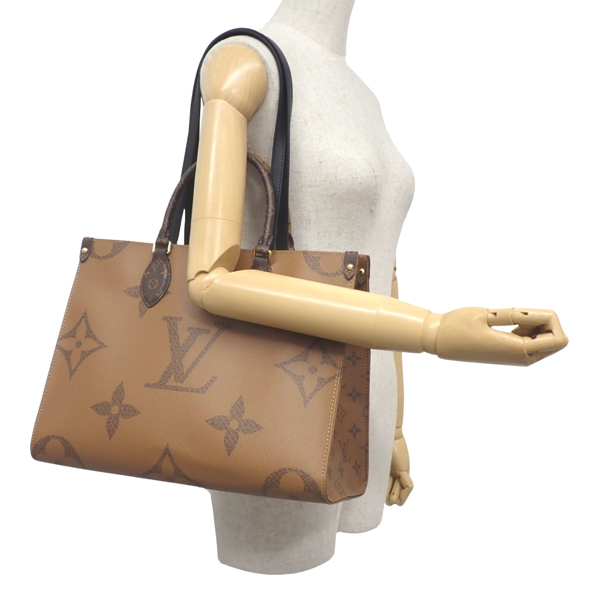 Monogram On The Go MM, Monogram Canvas, Monogram Reverse Canvas, Brown, Camel, M45321, Shoulder Bag, 2-way, Tote Bag