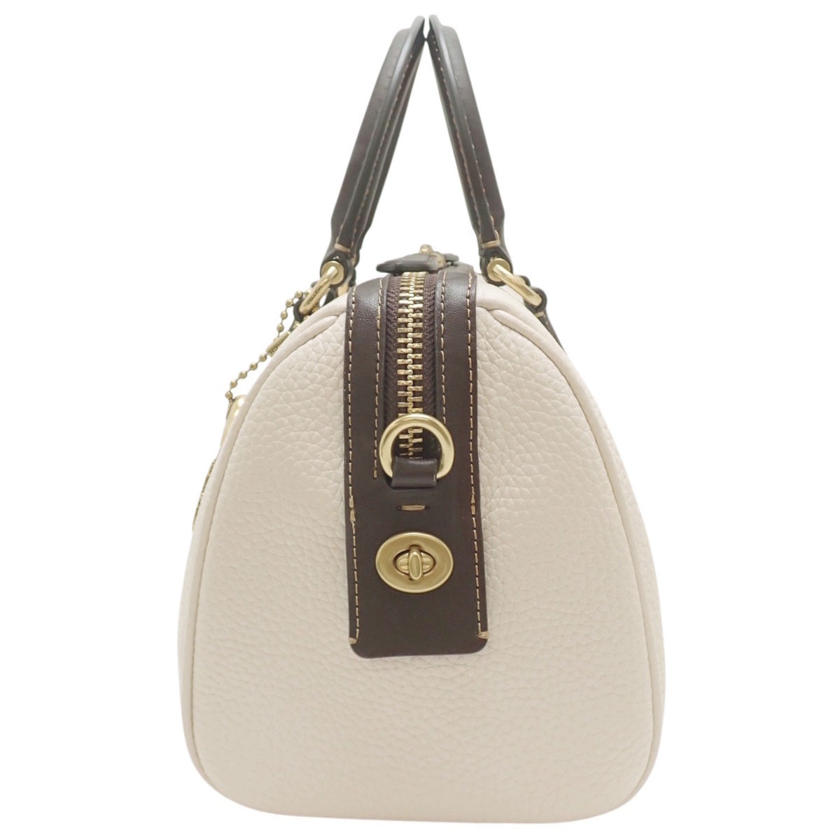 Ruby Satchel 25 皮革手提包 象牙白 深棕色 C8530