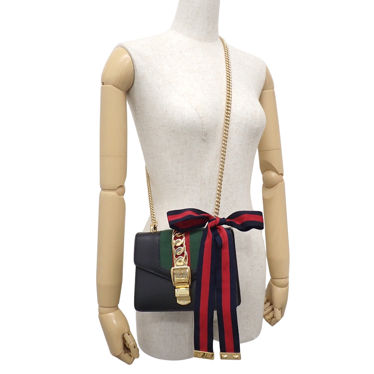 Sherry Sylvie Mini Chain Shoulder Bag, Leather, Black, 431666