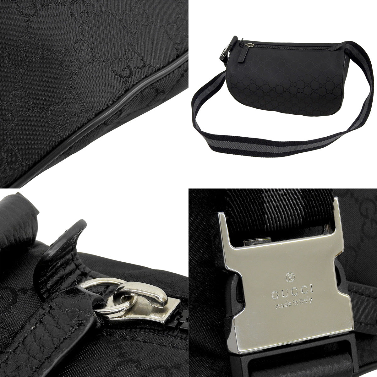 GG Body Bag GG Nylon Black 449182 Waist Pouch