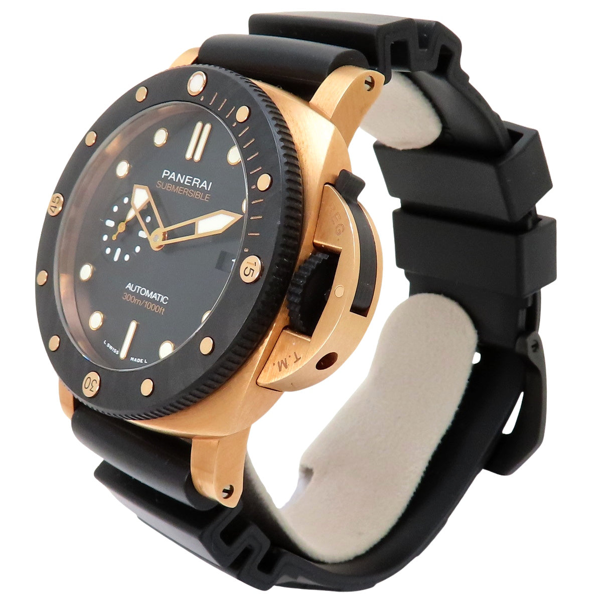 PAM01070 Submersible Quarantaquattro Goldtech/Rubber Automatic Black
