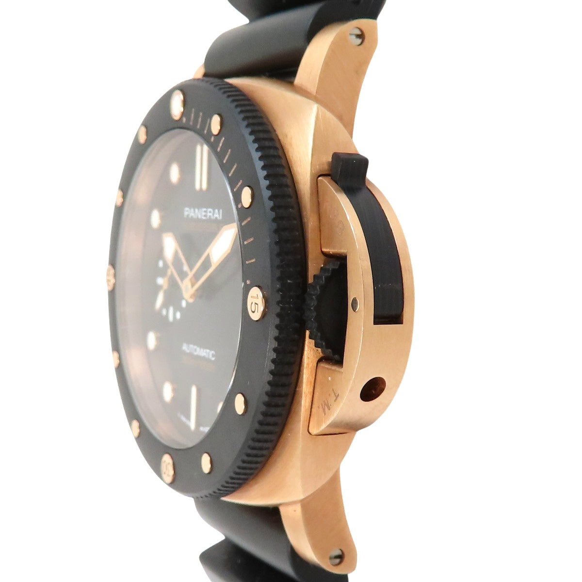 PAM01070 Submersible Quarantaquattro Goldtech/Rubber Automatic Black