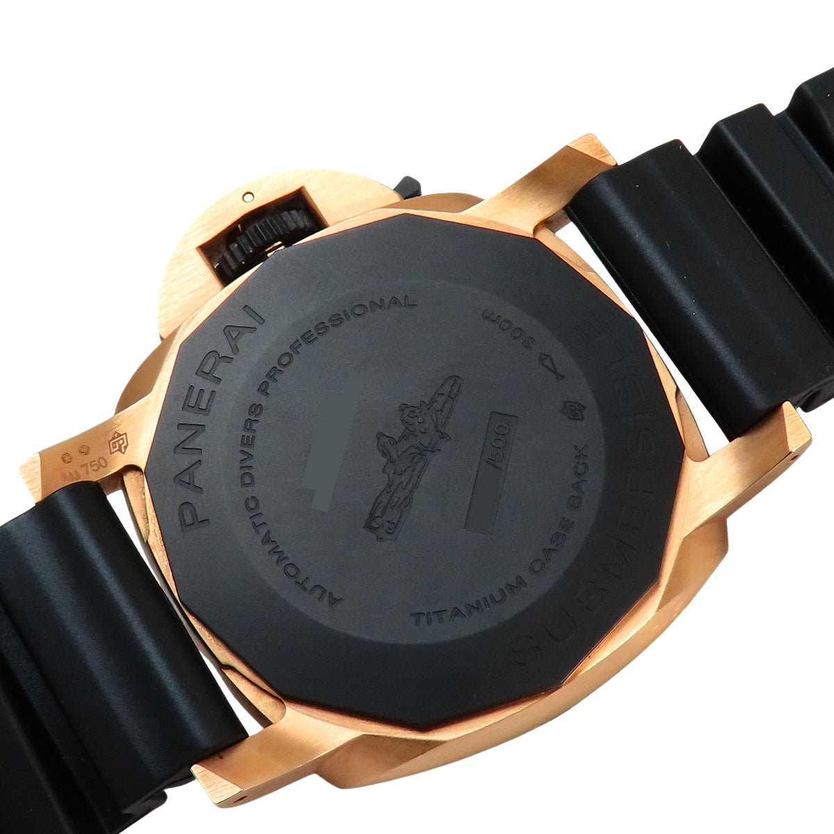 PAM01070 Submersible Quarantaquattro Goldtech/Rubber Automatic Black