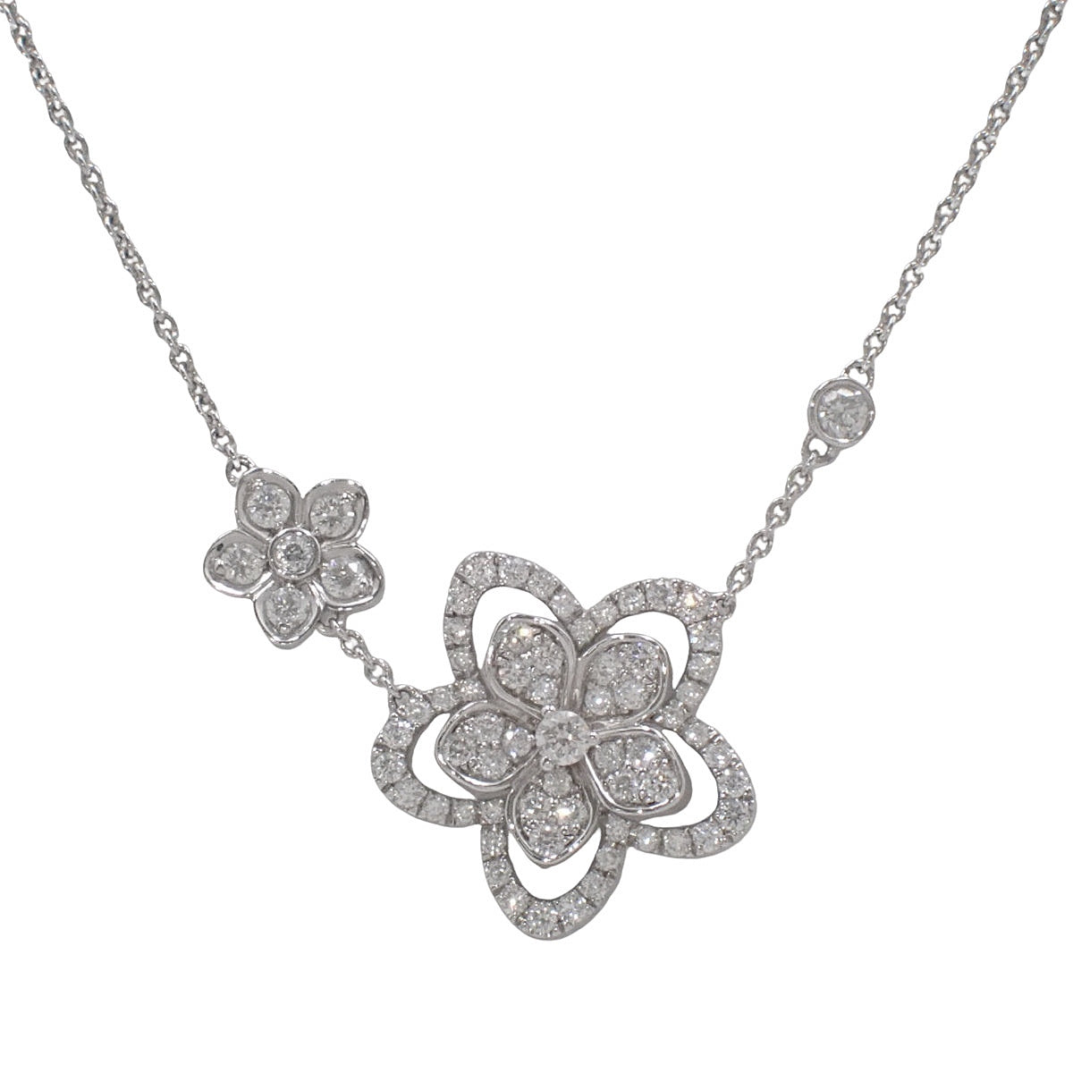 Wildflower Double Diamond Pendant, Diamond, 18K White Gold (WG)