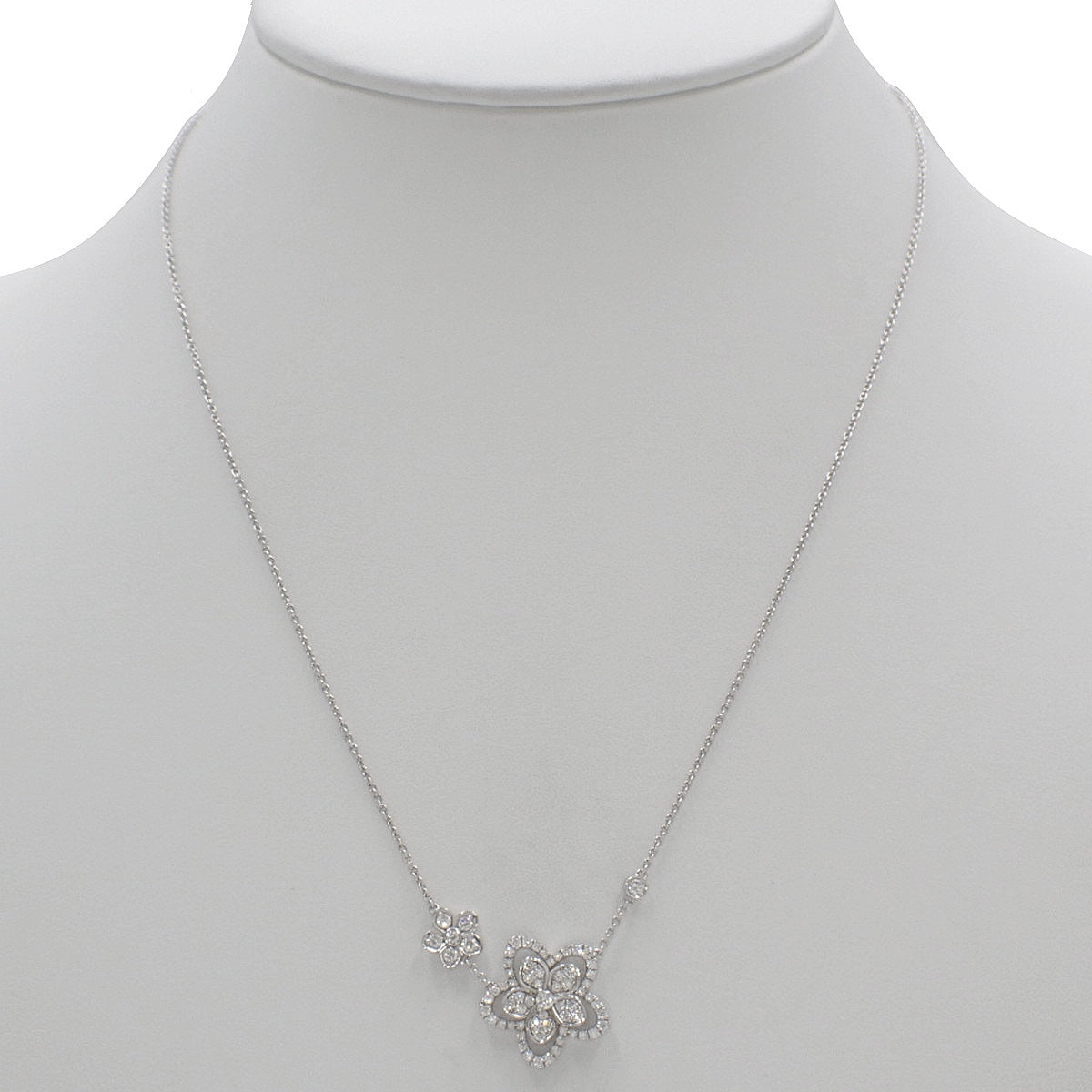 野花双钻吊坠,钻石,18K白金(WG)